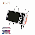 Miniatyrbild 1 av 5: Retro TV Bluetooth-högtalare mobiltelefonhållare lat stöd (vit orange)