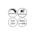 Miniatyrbilde 4 av 4: Lysdimmer, dreiebryter med 220-230V hvit, trykknapp for dimbar LED