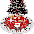Miniatyrbild 2 av 4: Juldekorationer, julgransprydnader Linne Tryckt Linne Julgransmatta Dekorationsrekvisita 1 st - röd