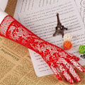 Miniatyrbild 3 av 5: Sextriga Spetsar Damhandskar Klänning Elastisk Blommig Broderi Brudhandskar Hel Finger Bröllop Långa Handskar Armbåge