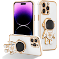 Miniatyrbild 1 av 5: Kompatibel med iPhone 14 Pro (6.1\") Skal med Söt Astronaut Ställ Design Stötsäkert Pläterat Telefonskal för iPhone 14 Pro-Vit