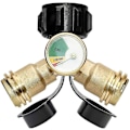 Miniatyrbilde 1 av 3: Barsinfi Splitter, Propan Tank Y-Splitter Adapter, Med Instrument, 2-veis LPG Adapter T-forbindelse