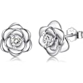 Miniatyrbilde 1 av 5: Sterling Silver øredobber for kvinner, Sølv Blomst Cubic Zirconia Hypoallergen Helix Brusk Øredobber Smykker Gaver til Jenter (Sølv, Gull, R