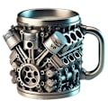 Miniatyrbilde 1 av 5: V6 Motorer Rustfritt Stål Kopp Kaffekrus, Bilmotor Kaffekopp med Isolert Håndtak for Bilentusiaster
