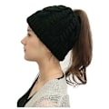 Miniatyrbillede 1 af 5: Hestehale Beanies til Kvinder Messy Bun Vinterhue med Halehul Bomuldsforet Strikket Skull Beanie Udendørs Løbehue