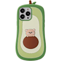 Miniatyrbilde 2 av 3: iPhone 14 Pro Avokado Deksel, 3D Søt Tegneserie Barn Jenter Kvinner Kawaii Nydelig Bjørn Avokado Form Myk Silikon Deksel