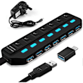 Pikkukuva 1 / 5: USB Hub 3.0 adapterilla, 7 porttia Superspeed USB Hub