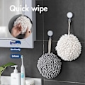 Miniatyrbilde 2 av 5: Mikrofiber Håndklær, 2 Grå, Hvite Chenille Mikrofiber Håndklær Kan Brukes På Kjøkkenet Og Badet, Svært Absorberende Og Tørker Hendene Umiddelbart