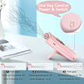 Miniatyrbillede 4 af 4: Bærbar halsventilator, håndholdt miniventilator, elektrisk ventilator, 2000mAh batteridrevet ventilator med snor, pink