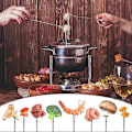 Miniatyrbillede 4 af 5: 6 stk. 24 cm Farvekodede Fonduegafler i Rustfrit Stål, Ostefonduegaffel i Rustfrit Stål Frugtfonduegafler med Varmeisolerende Håndtag til Chokolade