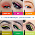 Miniatyrbild 1 av 3: 12 st Matt Flytande Färgad Eyeliner Set Färgglada Neon Eye Liners Regnbåge Eyeliner Penna Snabbtorkande Ögon Makeup Penna
