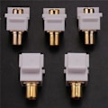 Miniatyrbilde 1 av 5: 5-Pakning RCA Keystone Jack Innsettingskontakt Sokkel Hunn Snap-in Adapter Port Gullbelagt Inline Coup