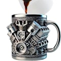 Miniatyrbillede 4 af 5: Personliggjort Motor Rustfrit Stål Krus, Kreativ 3D Bilmotor V8