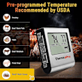 Miniatyrbillede 2 af 5: Tp16 Digitalt Madlavningstermometer med Stort LCD-Display til Røgeovn, Køkken, Godbidder, BBQ Grill Termometer med Timer og Rustfrit Stål Tempe