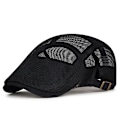Miniatyrbilde 1 av 3: Ivy-hatt for menn, sommerhatt, pustende mesh, ensfarget beret, Newsboy Gatsby-hatt Black