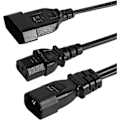 Miniatyrbillede 2 af 5: 1FT C14 til C13 + EURO Y Splitter Strømkabel, IEC 14 Han til IEC 13 Hun & EURO CEE7/16 Hun Forlænger Konverteringsledning til Computer