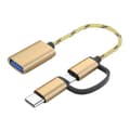 Miniatyrbillede 1 af 5: Guld USB 3.0 OTG-kabel A til Type C Micro Adapter Multifunktionel Bærbar USB til Type C-kabel