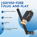 Miniatyrbild 5 av 5: 100M USB Bluetooth 5.3 Adapter USB Bluetooth Sändare Mottagare Extern Antenn Bluetooth Adapter
