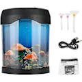 Miniatyrbilde 5 av 5: USB Akvarielys Skrivebord Mini Fisketank Stemning LED Belysning Fargeskiftende Nattlampe For Barn Innebygd Nattlys Timer Batteridrevet Uten Vann Svart