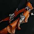 Pikkukuva 3 / 4: Keskiaikainen merirosvo piilukkopistoolikotelo, kolminkertainen uhka, pistoolivyö, vintage-tyylinen aselaukku säädettävällä olkahihnalla LARP-cosplayhin