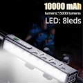 Miniatyrbillede 3 af 5: Ultrastærk cykellygte 15000 Lumen Forlygte Genopladelig Vandtæt Lommelygte Vejcykel