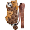 Pikkukuva 1 / 4: IPhone 13 Pro Kuori Cookie Bear Kawaii -kuori, Söpö kuori pitsinauhalla ja avaimenperällä, 3D-sarjakuva Karhu Pehmeä Silikonikuori, Sopii naisille ja tytöille
