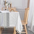 Miniatyrbillede 1 af 3: Rektangulær Bomuld Linned Dug Grå Borddug Linned 140x220 cm Elegant Dug Rektangel til Hjem Spisestue Køkken Borddekoration