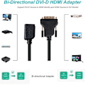 Pikkukuva 3 / 5: DVI - HDMI, Kaksisuuntainen DVI (DVI-D) - HDMI uros-naaras -sovitin kullatulla johdolla, 2 kpl