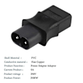 Miniatyrbillede 3 af 5: Egnet til 2 STK 2-Pin Iec 320 C8 Han til Iec 320 C9 Hun Ac Adapter 6A/250V Industriel Strømkonverter-FO  SHAN  RAN  WANG