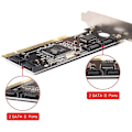 Miniatyrbild 4 av 5: 4 Portars PCI SATA Raid Controller Internt Expansionskort med Två Sata-kablar, för Stationär PC, Stödjer