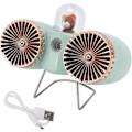 Miniatyrbilde 3 av 5: USB Bordvifte Sterk Vind Bordvifte Nattlampe 3 Hastigheter Dobbel Bladdesign For Soverom (grønn)