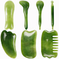 Miniatyrbillede 1 af 5: Gua Sha Skraber, Naturlig Jade Sten Slimming Massager Til Spa