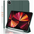 Miniatyrbillede 2 af 5: iPad Pro 12.9 tommer 5. generation / 4. generation (2021 og 2020) Kompatibel Smart Sleep-funktion Penholder PU Læderbelagt Premium Tablet Cover (Grøn)