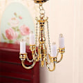 Miniatyrbillede 1 af 5: 1:12 Dukkehus Mini 4 Arm Loftlampe Lysekrone LED Lampe Væglampe Model Boligindretning Dukkehus Dec