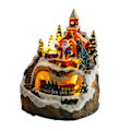 Miniatyrbillede 1 af 5: LED Lys Jule Sne Scene Tog Landsby Hus Lysende Resin Ornament Figur Dekoration Håndværk Jul Nytårsgave