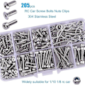 Miniatyrbilde 4 av 5: 205 stk. Rustfritt Stål Rc Forsenket Skrue Kit for 1/10 1/8 Slash Axial Arrma Redcat Rc Lastebil