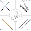 Miniatyrbilde 5 av 5: Lys Saber Stativ Skrivebord Dobbelbladet Lys Saber Display Holder Akryl Lys Saber Hilt Stativ Skrivebord