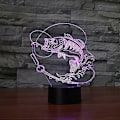 Miniatyrbillede 4 af 5: 3D Fiske Natlampe Illusionslampe 7 Farveskift LED Touch USB Bordlampe Gave Børnelegetøj Indretning Dekorationer Jule Valentinsgave