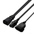 Pikkukuva 2 / 5: Y-tyypin jakokaapeli, Iec320 3-nastainen C14 uros C13 + 2-reikäinen Eu 4.0mm naarasliitin AC-virtajohto