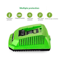Miniatyrbillede 3 af 5: 40V Lithium Batterioplader egnet til GreenWorks 29482 G-MAX 40V Li-Ion Batteri 29472 29482 29652 G40825 EU Stik