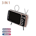 Miniatyrbild 3 av 5: Retro TV Bluetooth-högtalare mobiltelefonhållare lat stöd (vit orange)