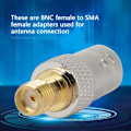 Miniatyrbilde 4 av 5: BNC Hunn til SMA Hunn RF Koaksial Adapter Kobling 2 stk Testkonverter