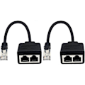 Pikkukuva 1 / 5: (1 pari) Rj45 1 uros - 2 naaras -adapteri Ethernet Lan -kaapelin jatkamiseen Cat. 5/6. Surffaa verkossa samaan aikaan