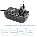 Miniatyrbilde 4 av 5: AC/DC 12V 2A 24W Strømforsyningsadapter Transformer for 5050 3528 LED-lysstripe EU-plugg