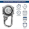 Miniatyrbillede 2 af 5: Karabinhage Ur Digital Clip-On Quartz Ur Multifunktionel Karabinhage Lommeur Lysende Urskive Kompas Karabinhage Ur Med Kompasblå