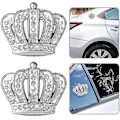 Miniatyrbillede 1 af 4: 2 stk. Bling Krystal 3D Bil Emblem Badge Mærkat, Vandtæt Krom Metal Krone Bil Mærkat