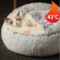 Miniatyrbilde 5 av 5: Myk Plysj Beroligende Seng for Hunder opptil 10kg, Vaskbar Anti-Angst Hundeseng, Egnet for Små og Mellomstore Hunder, (65cm, Grå - Lang Luv) Grey