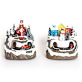 Miniatyrbillede 5 af 5: LED Lys Jule Sne Scene Tog Landsby Hus Lysende Resin Ornament Figur Dekoration Håndværk Jul Nytårsgave