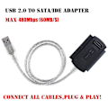 Miniatyrbilde 5 av 5: SATA PATA IDE Disk til USB 2.0 Adapter Konverteringskabel EU Plugg