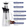 Miniatyrbillede 4 af 5: Cold Brew Kaffemaskine, Iced Coffee Maker Maskine, Cold Brew Te Kande Holdbart Glas og Lufttæt